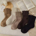Five pairs of solid color autumn and winter warm terry thick socks, comfortable and soft